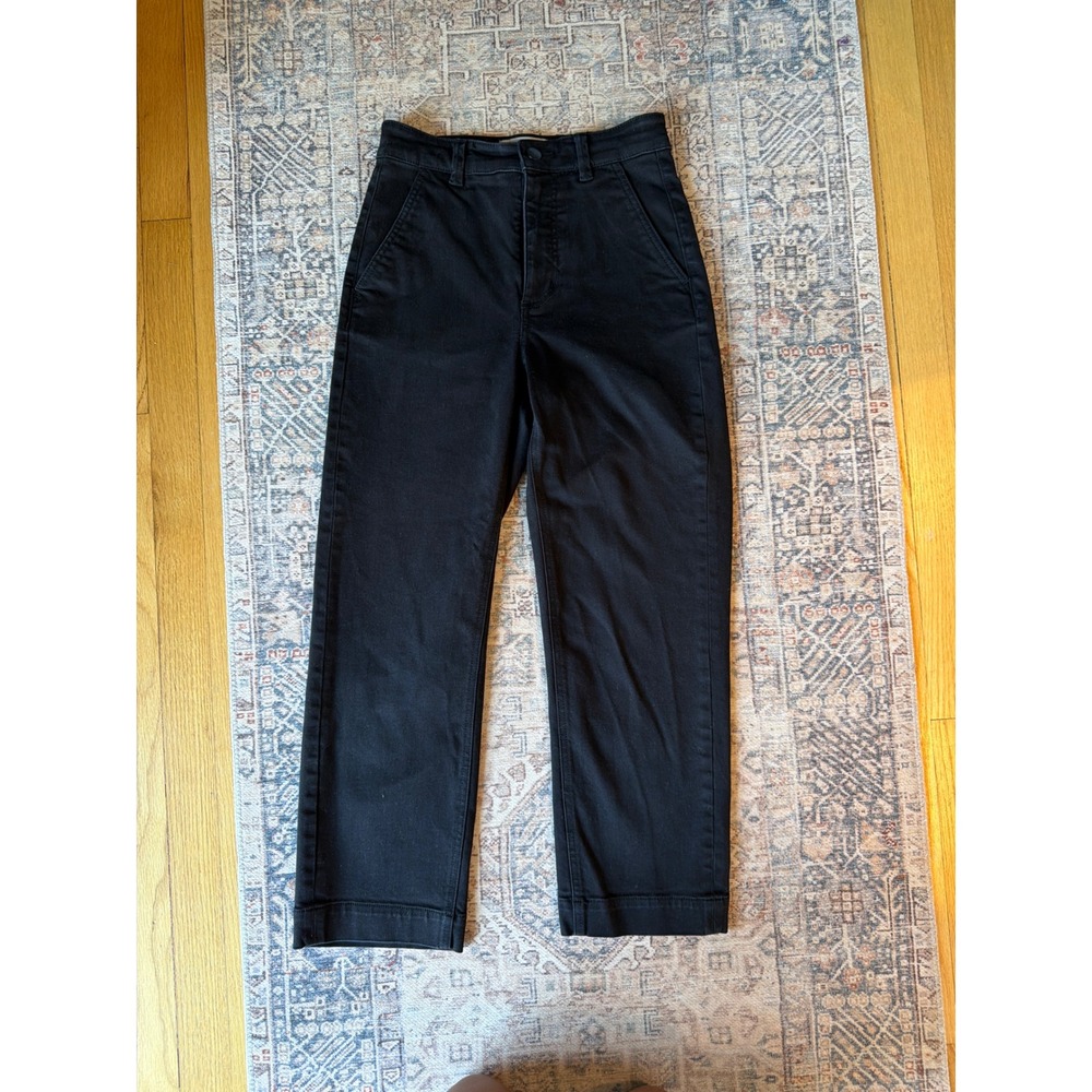 Everlane Black Cropped Straight Leg Regular High Rise Stretch Pants Size 0